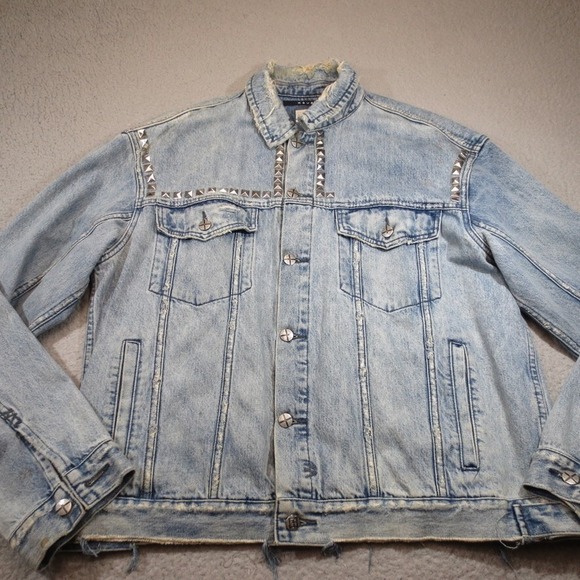 Ksubi Jacket Men Large Denim Trucker Studded Placebo Paradise Acid Wash Punk - Picture 1 of 16
